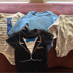 Baby Onesie Set with Tuxedo and Stripes